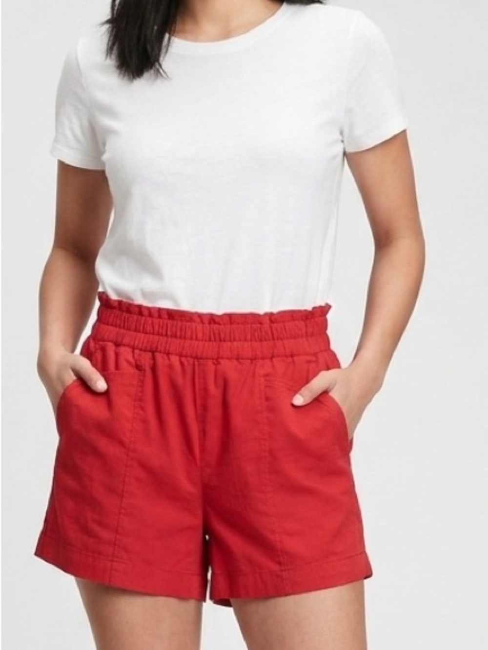 Reitmans Red Paperbag Elastic Waist Pull-On Shorts Size Small